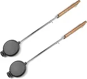HAWOK Cast Iron Round Pie Iron with Stainless Steel and Wooden Handle set of 2……