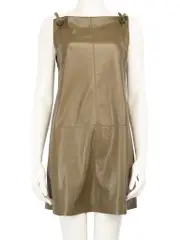 Green Vegan Leather Mini Dress