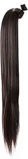 Prettyland 60 cm Static-Free Long Hair Straight Ponytail One-Piece Clip-in Hairpiece Extensions Black-Brown 04