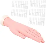 NOLITOY Nail Art Practice Hand Kit Bendable Manicure Model Nail Tips Realistic Training Hand for Beginners Artists