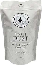 Little Brown Goose Kids Dinosaur Bath Dust 400g Fine dust will fizz and foam like a bath bomb and there is secret magic inside that will also do something unique to the water