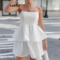 在飛比找蝦皮商城優惠-Lovito 女款休閒素色疊層洋裝 LSE01082