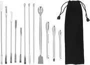 12Pcs Lab Spatula, Stainless Steel Lab Spoon Scoop, Double Ends Laboratory Sampling Spoon Mixing Spatula with Long Handle for Powders Gel Cap Filler