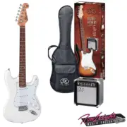 SX SE1SKW ‘ST’ Style Electric Guitar Pack with Amplifier in White