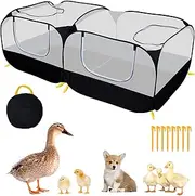 Small Animal Playpen, Portable Chicken Run Coop with Detachable Bottom and Breathable Mesh Walls, Foldable Pet Enclosure for Puppy Kitten Rabbits, Pet Tent Indoor Outdoor