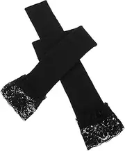 DEARMAMY Fingerless Lace Gloves for Women Warm Arm Sleeves Winter Fashion Black Knit Lace Arm Cuffs