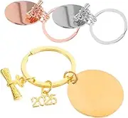 Luxshiny 3pcs 2025 Graduation Keychain Stainless Steel Rings Inspirational Keychains for Middle School Graduates Stylish Bag Charms for Students Keepsake Accessories