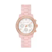 Michael Kors Runway Chronograph Blush Acetate Watch MK7424 Stainless Steel White 4064092227871