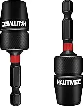 HAUTMEC 2 Pcs 1/4 Inch Impact Tough Quick Change Bit Holder - One Touch Mechanism for Quick Release for Screwdriver Bits Nuts Drills Maintenance and repairing HT0162-2PC