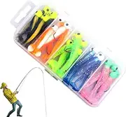 T Lere Soft Tail, Silicone Fishing Lures, Silicone Fishing Bait Kit 25x t Silicone Tail, Fish Catching Attractive Lead Hook with Box for Pike