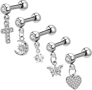 [CHILDWEET] 5pcs Allergenic Cartilage Earring Studs Stainless Steel Tragus Ear Piercing Jewelry for Women