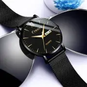 Men's Ultra-Thin Quartz Watch with Mesh Belt in Various Colors and Designs