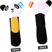 Hohopeti 1PC Plush Animal Rattle Black White Panda Handheld for Newborns Develops Senses Encourages Parent Interaction Design for