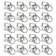 20Pcs 20mm Key Fob Hardware with Keychain Ring for Webbing Silver Tone