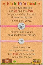 EOBOH Back to School Supplies, Back to School Bracelet Mommy and Me, Prek Matching Wish Bracelets Set, Adjustable Bracelet for Boys Girls Gifts Stuff Bulk