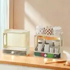 Plastic Double-Layer Cup Storage Rack Coffee Tea Bag Organizer Kitchen