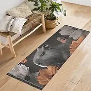 QGBYMX Capybara Butterfly Floral Washable Runner Rug 2’ x 6’ Non Slip Kitchen Runner Rug for Hallways Entryway Patio Living Room Floor Carpet Runner- Soft Thin Mat for Family Pet