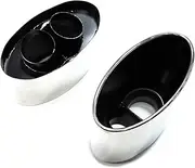 Car Accessories Big Oval Exhaust Tip Compatible For RS5 RS6 RS7 Double Inner Exhaust Tip C8 A6 A7 Muffler Tip Stainless Steel Nozzle(Silver Double inner)