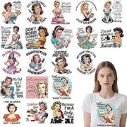 Shejdgart Dtf Transfers Ready to Press - 20 Pcs Sarcastic Women Iron on Patches for T-Shirts, Funny Heat Transfer Vinyl Stickers, Humorous Iron on Decals for Clothes Bag DIY Fabric Decor