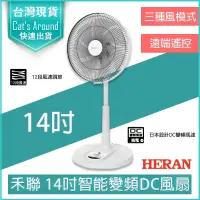 在飛比找PChome24h購物優惠-禾聯 HERAN 14吋智能7扇葉變頻DC風扇 電風扇 電扇