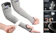 Cut Resistant Farmers Sleeves with Thumb Hole, One Size Grey (1 Pair) - Long