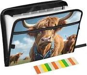 Highland Cow Document Portfolio Organizer A4 Letter Size Acordian Folder with Front Pencil Pouch