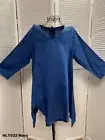HLT532 Navy Small NWT Match Point Linen Shirt Blouse Long Tunic Uneven New Blue