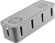 1Pc Cable Organizer Box Sturdy Plastic Socket Storage Case with Heat Dissipation for Tidy Desktop Wire Management Easy Installation Grey