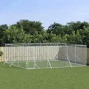 Outdoor Dog Kennel with Lockable Door, Heavy Duty Dog Pen Dog Enclosure Outdoor Dog House Pet Playpen Dog Cage Outside for Yard, Silver 600 x 600 x 200 cm