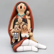 JEMEZ PUEBLO-HAND MADE CLAY STORYTELLER w/SIX CHILDREN by DIANE LUCERO