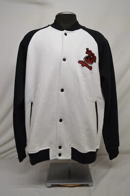 Adidas Bomber Jacket Men's White Black Red Retro Varsity Chenille Logo Snap XL