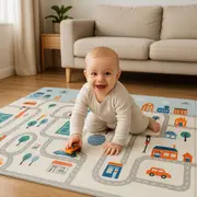 BabiePlay Large Baby Play Mat 200×180 cm – Foldable Waterproof Reversible Foam