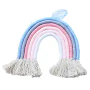Rainbow Hand-woven Ornaments Tassel Decorative Wall Hanging Photo Props(Blue )