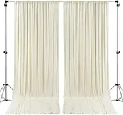 AK TRADING CO. 10 feet x 10 feet Polyester Backdrop Drapes Curtains Panels with Rod Pockets - Wedding Ceremony Party Home Window Decorations - Ivory
