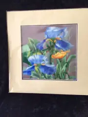 Silk Embroidery Of Blue Irises By King Silk Art