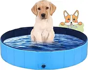 Pet Bath Basin Foldable pet Bathtub Outdoor Indoor pet Paddling Pool (32x8in, Blue)