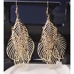 復古女式巴洛克風格簇狀空心樹葉流蘇鉤形吊墜耳環LEAVES TASSELS HOOK DANGLE EARRINGS