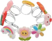 [LRXIYODE] 1 Box Cartoon Ring Girl Rings Little Party Ring Jewelry Alloy