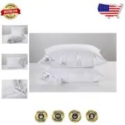 Soft Cotton Floral Pillows with Down & Feather Filling - Standard Size 20x26in