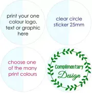 Personalised business stickers round clear stickers 25mm Your design 25-300