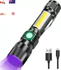 3-in-1 Rechargeable UV Torch Flashlight Zoomable Waterproof 7 Modes for Pets Cam