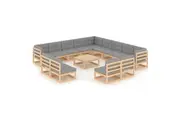 14 Piece Garden Lounge Set with Cushions Solid Pinewood vidaXL
