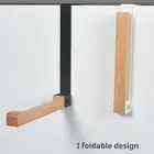 Door Hanger Hook Space-saving Rack Wooden Foldable Coat with Anti-slip Clip