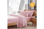 Double Size Light Pink Color Poly Cotton Fitted Sheet Flat Sheet Pillowcase Sheet Set