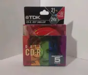 New! TDK Data CD-R Disc Multi-Color 5 Pack 21 Min 185 MB