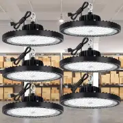 LED High Bay Light 200W 6 Packs 29,000LM with US 200W, 6 Pack & Black
