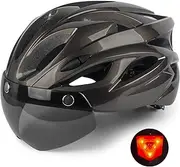 Shinmax Bike Helmet Men Women with Detachable Magnetic Goggles and LED Rear Light,CPSC CPC Certificated Bicycle Helmet Adjustable Size Road Mountain Bike Helmet Lightweight Cycling Helmet SM-T13