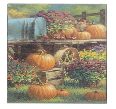 Garden Fall Autumn Harvest Farm Pumpkin Sign Shelf Sitter Wall Decor 5" x 5"