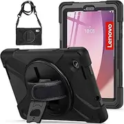 Herize Case Cover for Lenovo Tab M8 (4th Gen, 2023 Release) with Screen Protector&Kickstand, Full-Body Heavy Duty Rugged Shockproof Protective Cover with Hand Strap/Shoulder Strap for Kids
