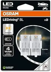 OSRAM LEDriving SL, ≜ W21W, Amber, Double Blister (2 lamps), LED Retrofit, offroad use only